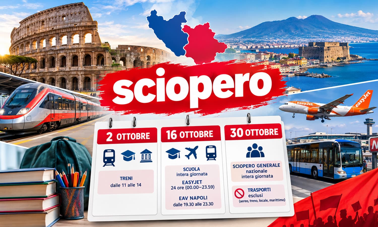 Scioperi ottobre 2026 in Lazio e Campania: tutte le date da segnare, da Roma a Napoli