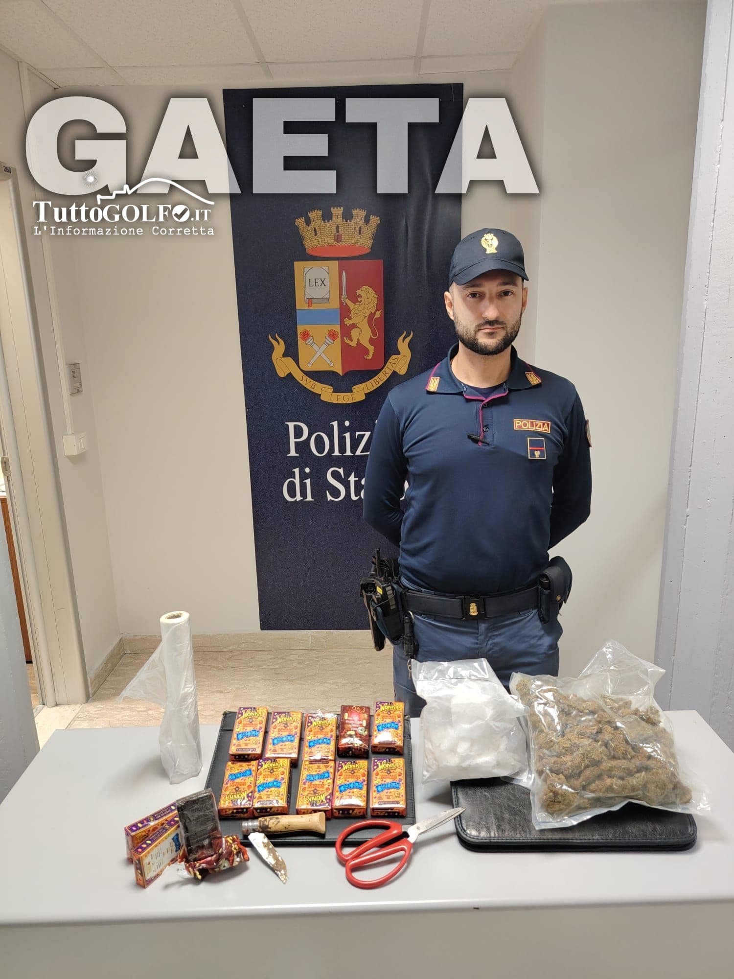 Un rudere, uno zaino nascosto e tre tipi di droga: arresto a Gaeta