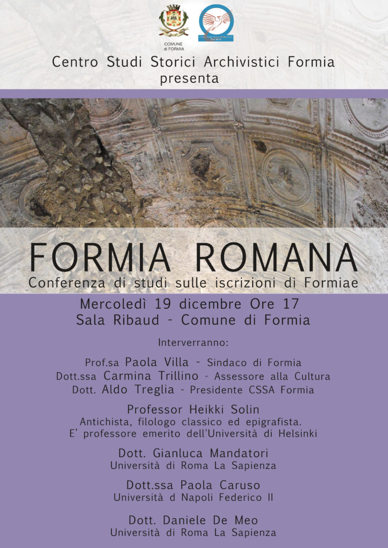 Formia Romana: Conferenza del grande Prof. Solin a Formia