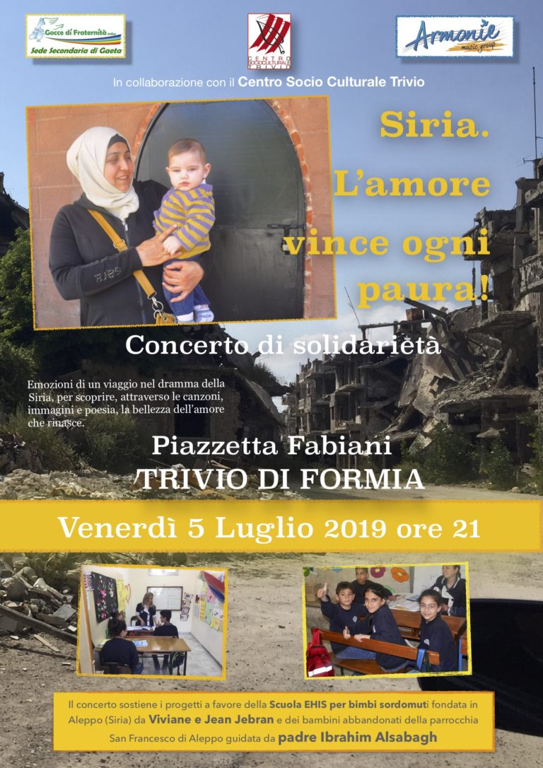 “Siria, l’amore vince ogni paura” la nuova stagione di concerti di solidarietà previsti nel golfo