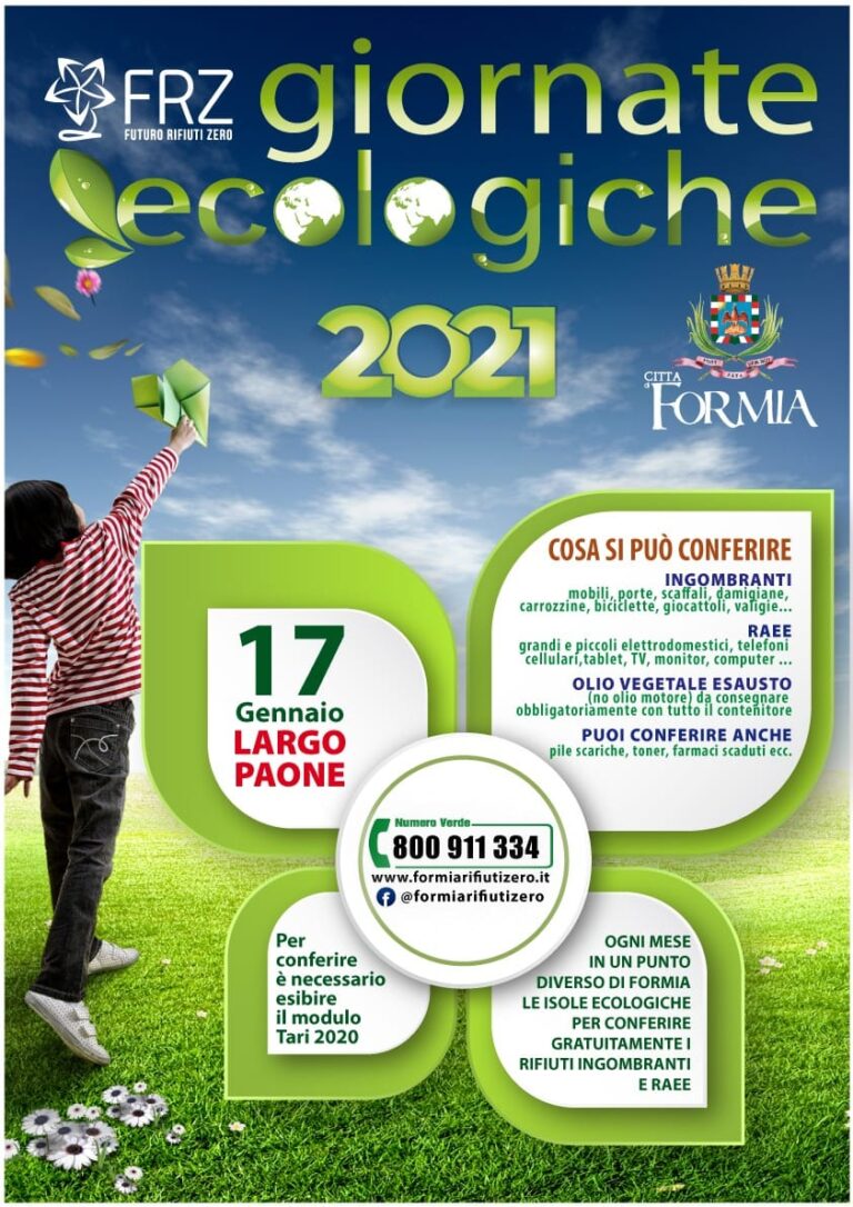 FORMIA: INIZIA IL 2021 CON LE GIORNATE ECOLOGICHE MENSILI, DOMENICA 17 A LARGO PAONE