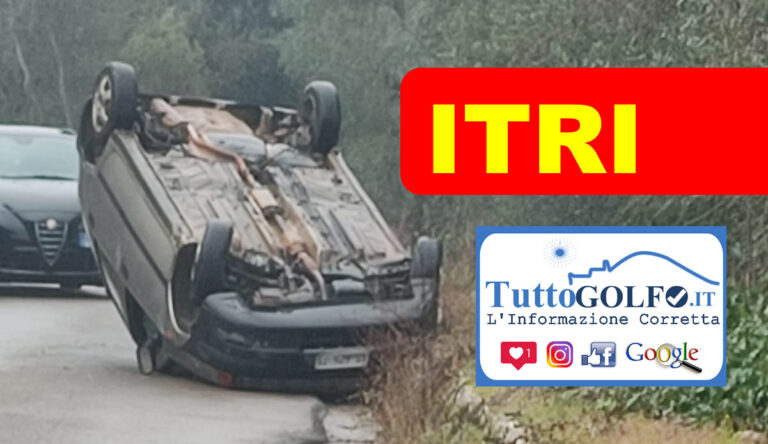 Itri, incidente stradale: Auto ribaltata