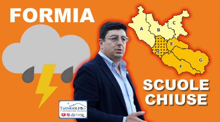 Formia, Allerta meteo: Scuole chiuse nella giornata di domani 22 novembre