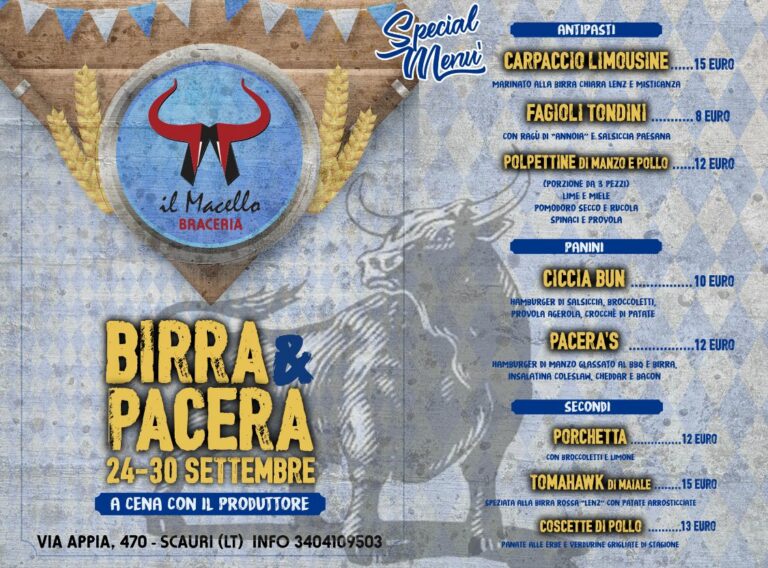 Scauri, Ristorante Il Macello: “A cena con il produttore”. Per l’occasione piatti aromatizzati alla birra e non solo…