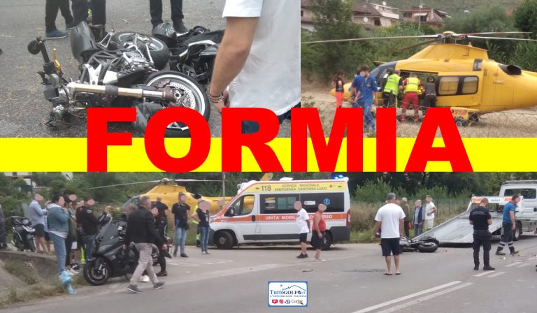 Formia, Acqualonga: incidente stradale. Centauro elitrasportato in un ospedale romano